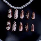 Retro Brown French Almond Press-On Nails