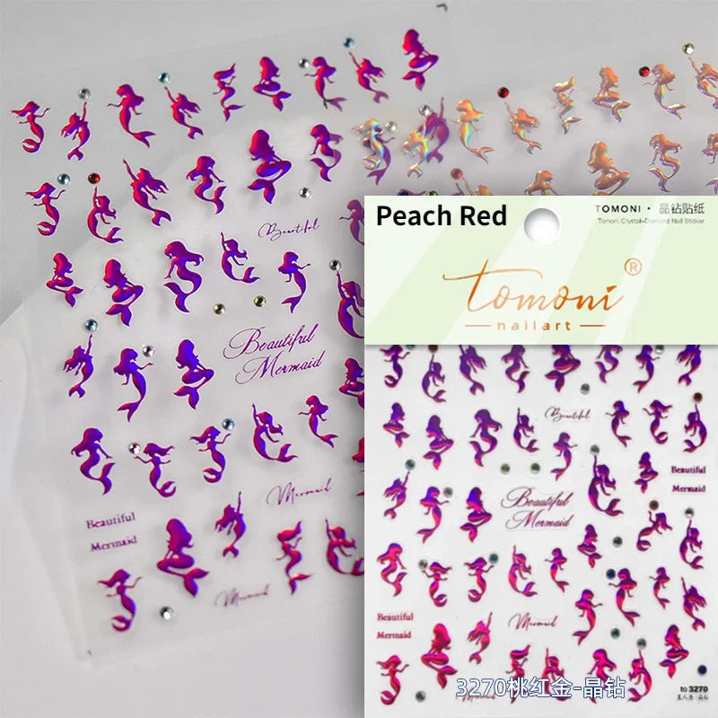 Cute Koi & Lotus Nail Art Stickers - Mermaid Sea Decals