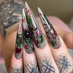 Silver Spider Gothic Punk Almond Press-On Nails