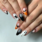 Halloween Blood French Almond Press-On Nails with Spider Web