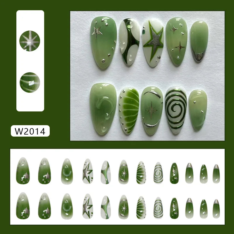 Short Red Star Almond Press-On Nails