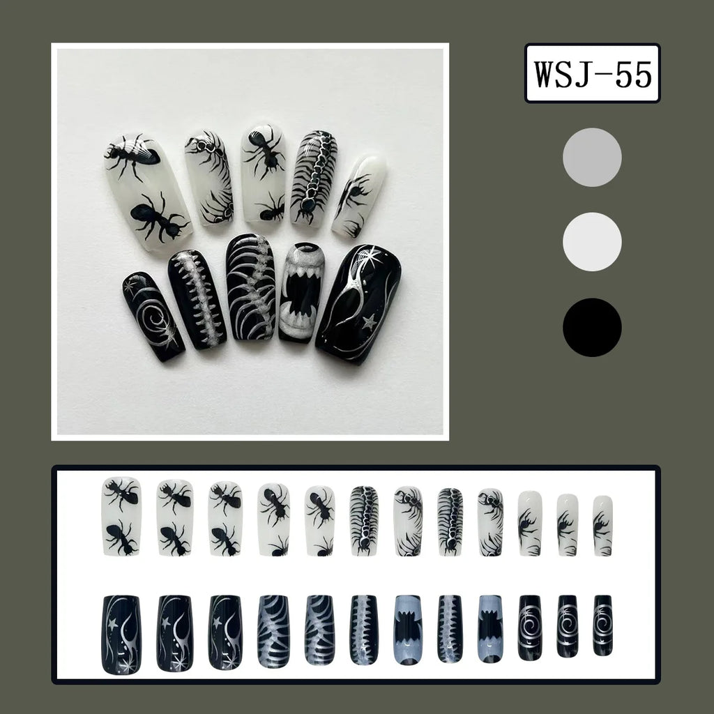 Silver Spider Gothic Punk Almond Press-On Nails