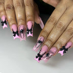 Glitter Pink Halloween Skull Ballet Press-On Nails