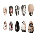 Black Spider Y2K Almond Press-On Nails