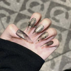 Black Cracked Cat Eye French Press-On Nails