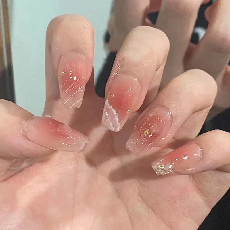 Cat Eye Leopard Ballet Press-On Nails with Rhinestones