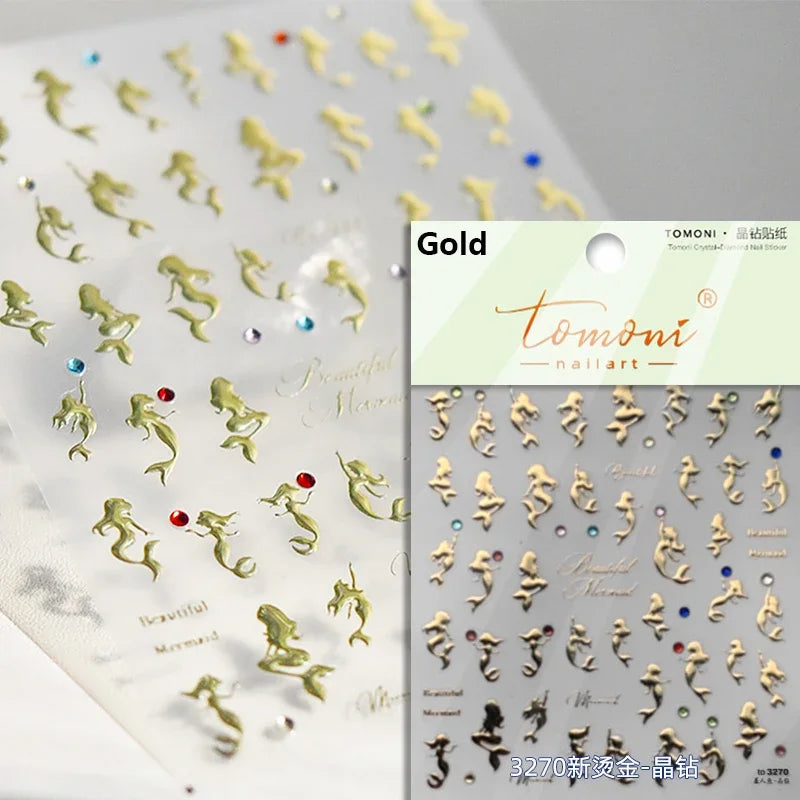 Cute Koi & Lotus Nail Art Stickers - Mermaid Sea Decals
