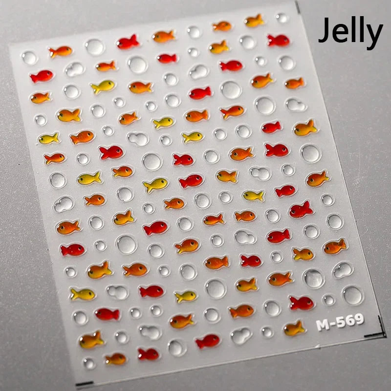 Lucky Koi Fish Nail Art Stickers - Summer Ocean Decals