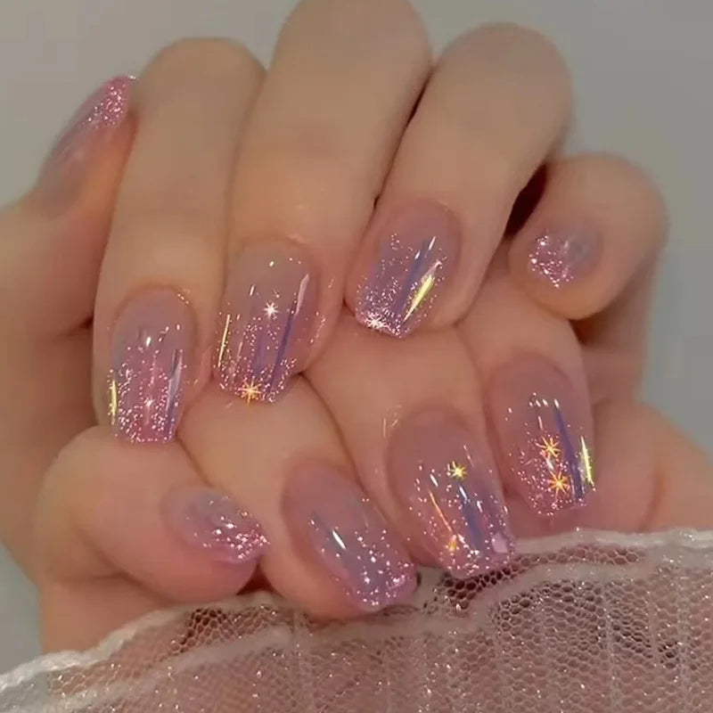 Cat Eye Leopard Ballet Press-On Nails with Rhinestones