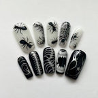 Black Spider Y2K Almond Press-On Nails