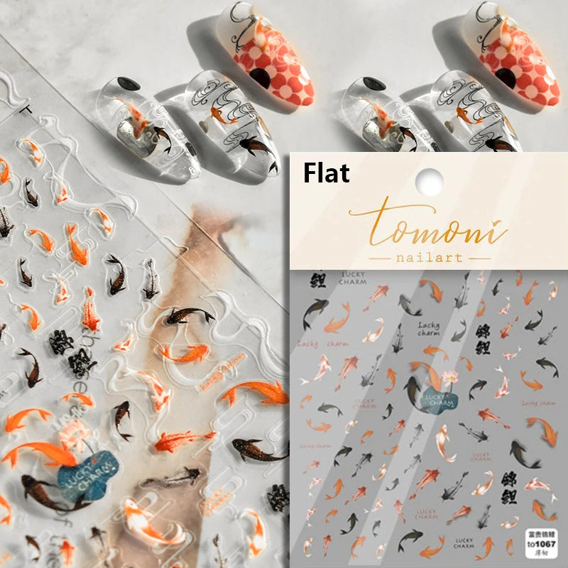 Lucky Koi Fish Nail Art Stickers - Summer Ocean Decals