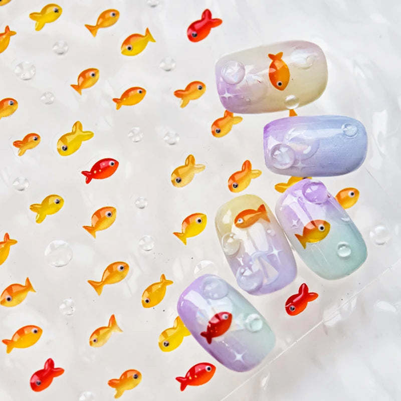 Lucky Koi Fish Nail Art Stickers - Summer Ocean Decals