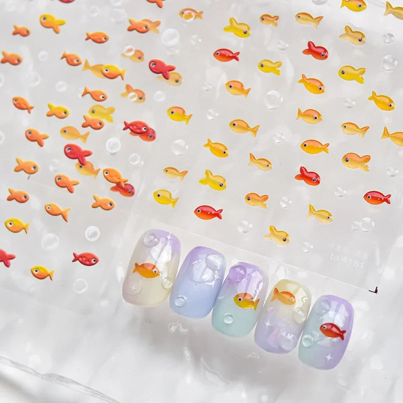 Lucky Koi Fish Nail Art Stickers - Summer Ocean Decals