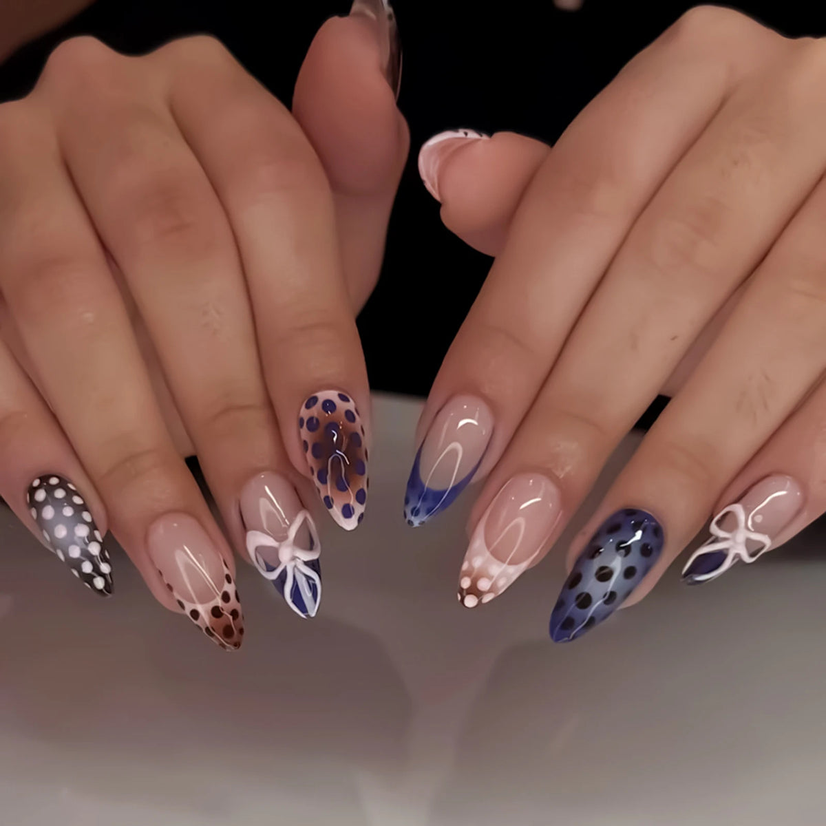 Short Red Star Almond Press-On Nails