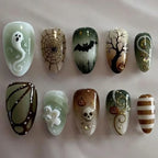 Silver Spider Gothic Punk Almond Press-On Nails