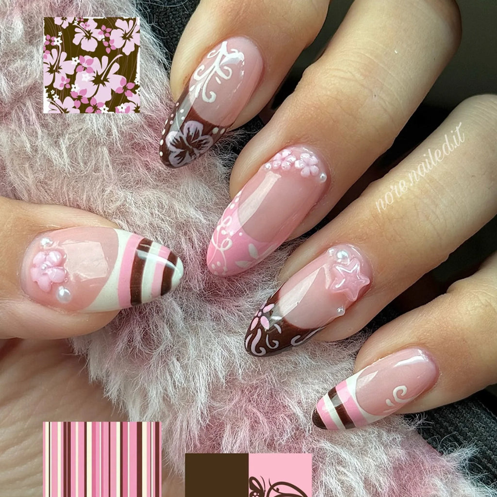 Short Red Star Almond Press-On Nails