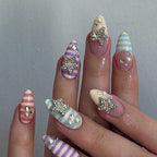 Short Red Star Almond Press-On Nails