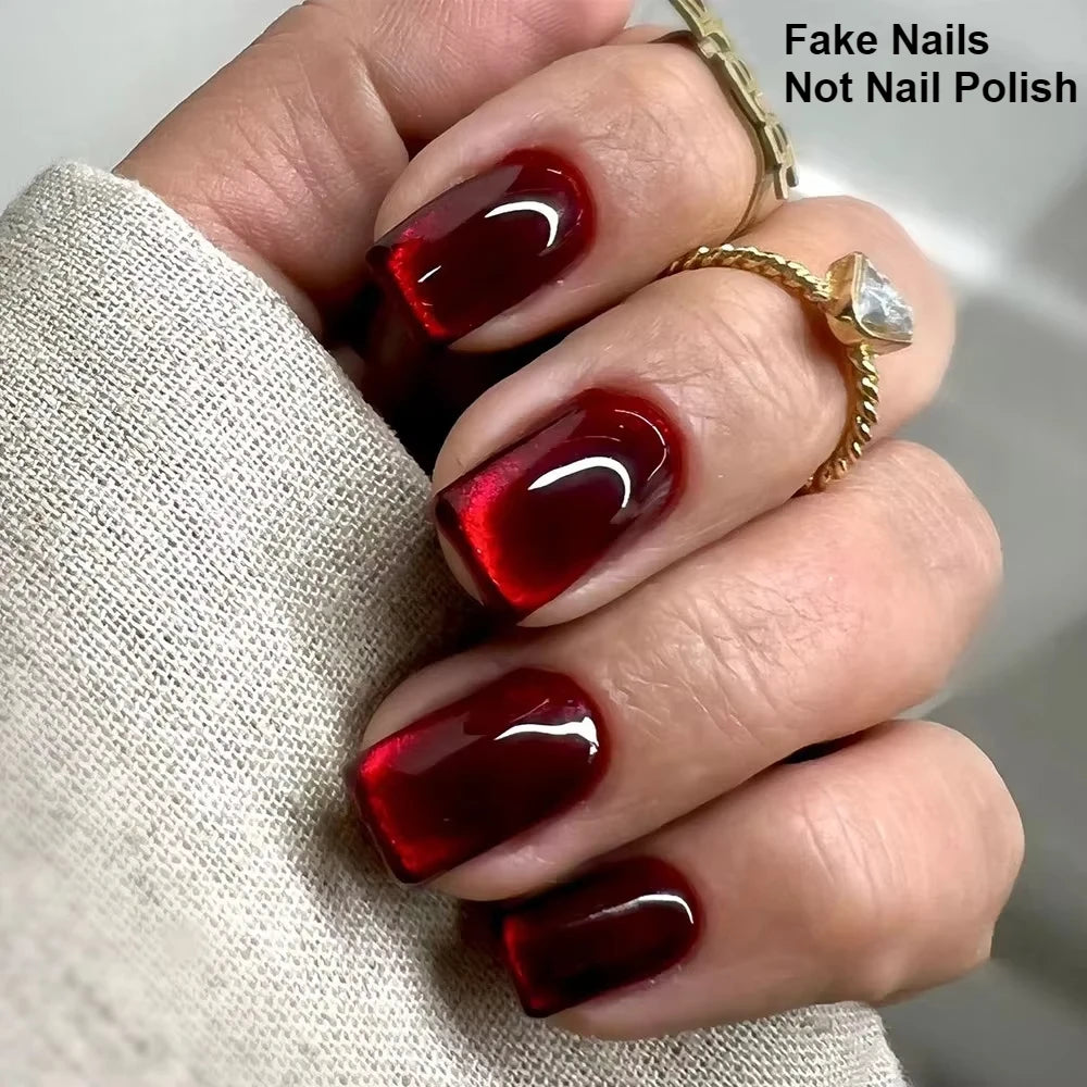 Red Cat Eye Halloween Press-On Nails