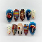 Dark Gothic Punk Short Almond Press-On Nails