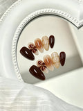 Caramel Gradient Floral Almond Press-On Nails