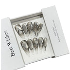 Black Cracked Cat Eye French Press-On Nails