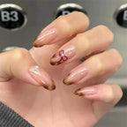 Leopard Print Almond Press-On Nails with Cherry & Star Charms