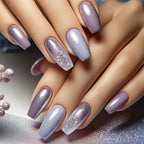 Short Green Smudge Almond Press-On Nails