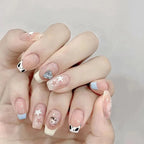 Cat Eye Leopard Ballet Press-On Nails with Rhinestones