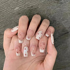 Cat Eye Leopard Ballet Press-On Nails with Rhinestones
