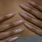 Summer Blue Water Ripple French Almond Press-On Nails