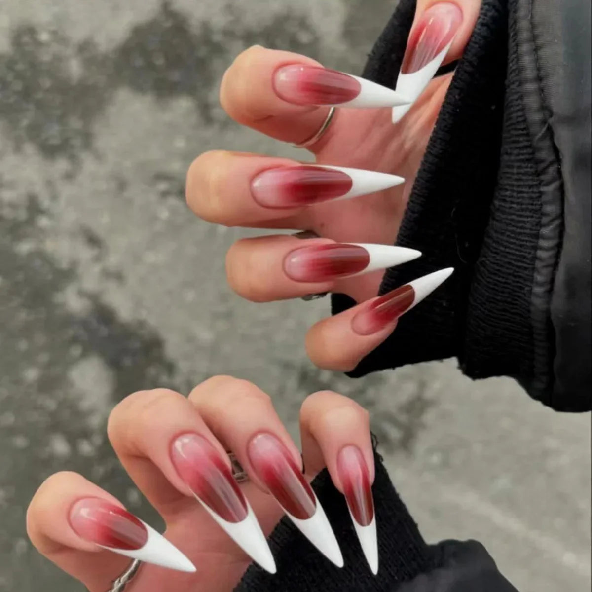 Dark Halloween Press-On Nails with Pumpkin & Skeleton Art