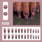 Glitter Pink Halloween Skull Ballet Press-On Nails