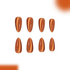 Autumn Orange Cat Eye Almond Press-On Nails