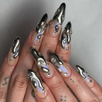 Punk Metallic Stiletto Press-On Nails with Stars