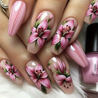 Short Green Smudge Almond Press-On Nails