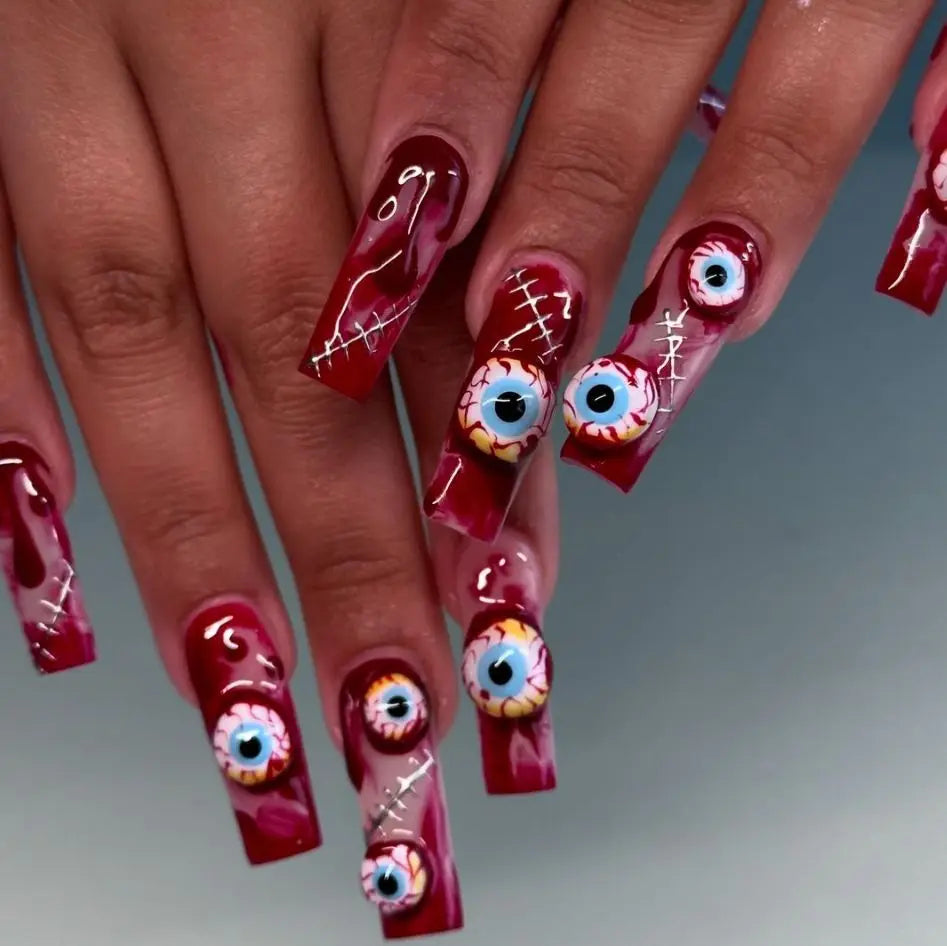 Glitter Pink Halloween Skull Ballet Press-On Nails