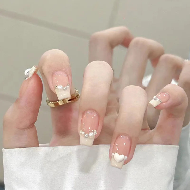 Cat Eye Leopard Ballet Press-On Nails with Rhinestones