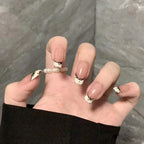 Cat Eye Leopard Ballet Press-On Nails with Rhinestones
