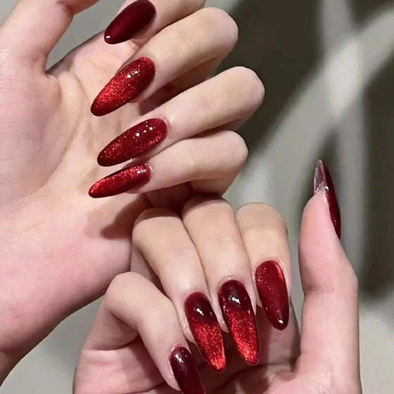 Red Cat Eye Halloween Press-On Nails