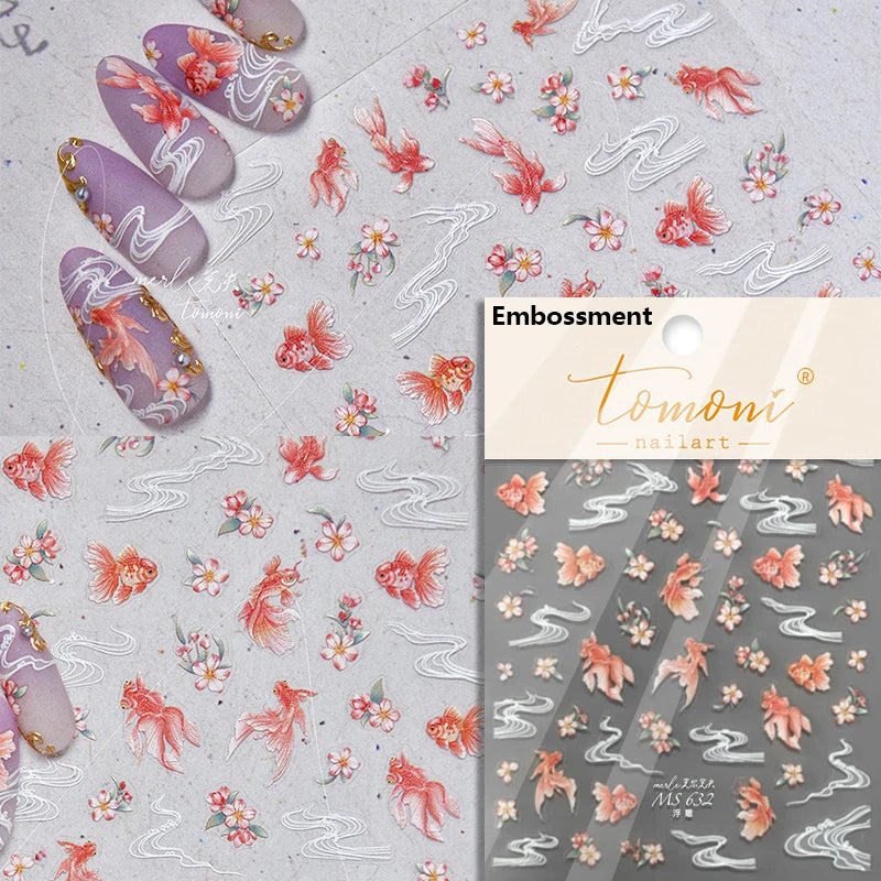 Lucky Koi Fish Nail Art Stickers - Summer Ocean Decals