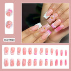 Gold Ripple Brown Floral Almond Press-On Nails