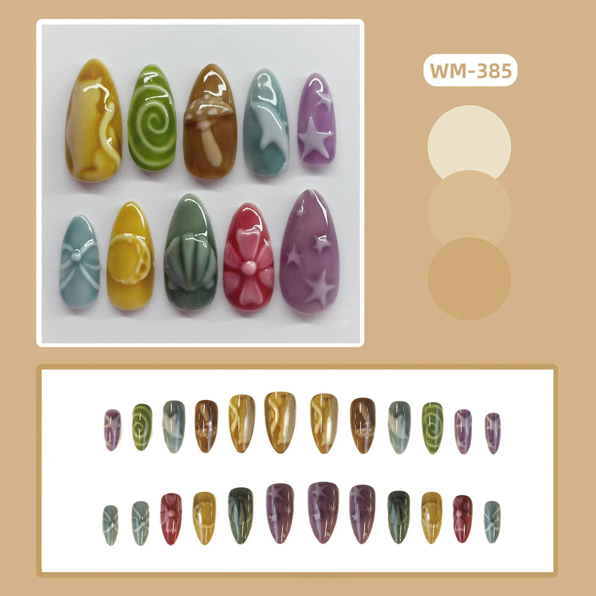 Dark Gothic Punk Short Almond Press-On Nails