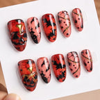 Halloween Blood French Almond Press-On Nails with Spider Web