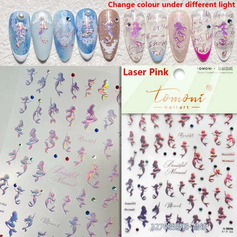 Cute Koi & Lotus Nail Art Stickers - Mermaid Sea Decals