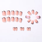 Gold Ripple Brown Floral Almond Press-On Nails