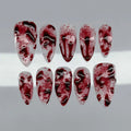 Halloween Blood French Almond Press-On Nails with Spider Web