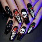 Glitter Pink Halloween Skull Ballet Press-On Nails