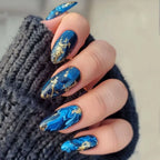 Short Green Smudge Almond Press-On Nails