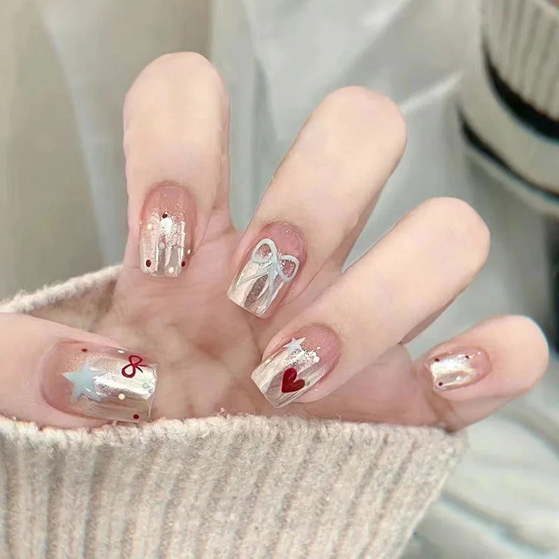Cat Eye Leopard Ballet Press-On Nails with Rhinestones