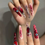 Glitter Pink Halloween Skull Ballet Press-On Nails